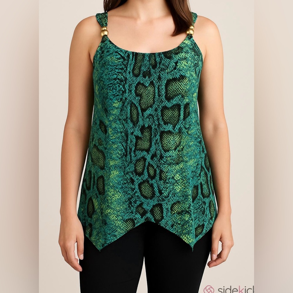 CDW Green Yellow Snakeskin Print M Indie Sleaze Retro Edgy Grunge Clubwear Top
